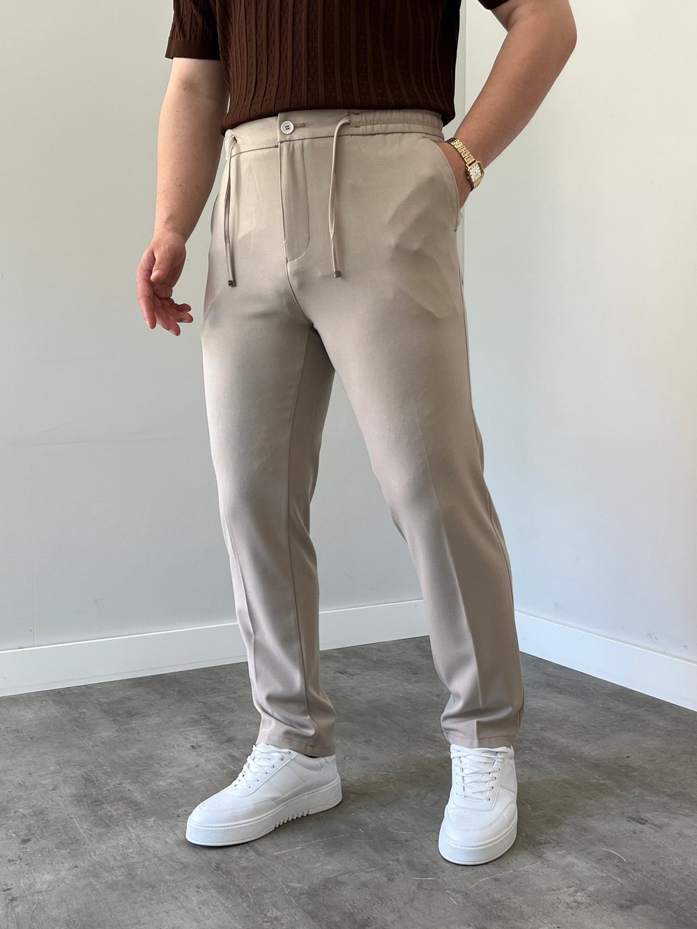 Premium Rahat Kalıp Krem  Kumaş Pantolon