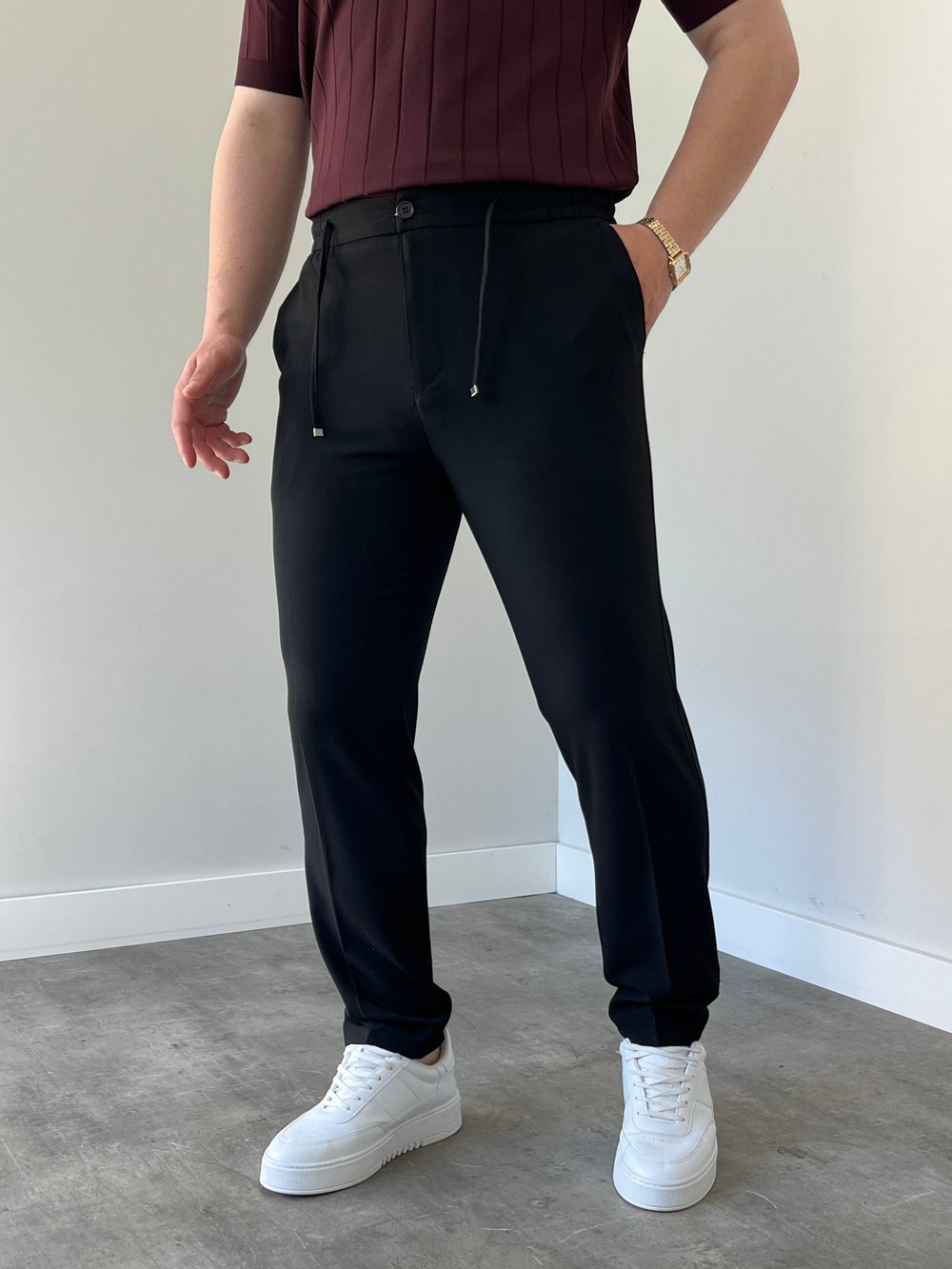 Premium Rahat Kalıp Siyah Kumaş Pantolon