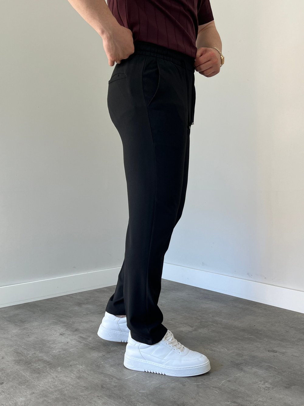 Premium Rahat Kalıp Siyah Kumaş Pantolon