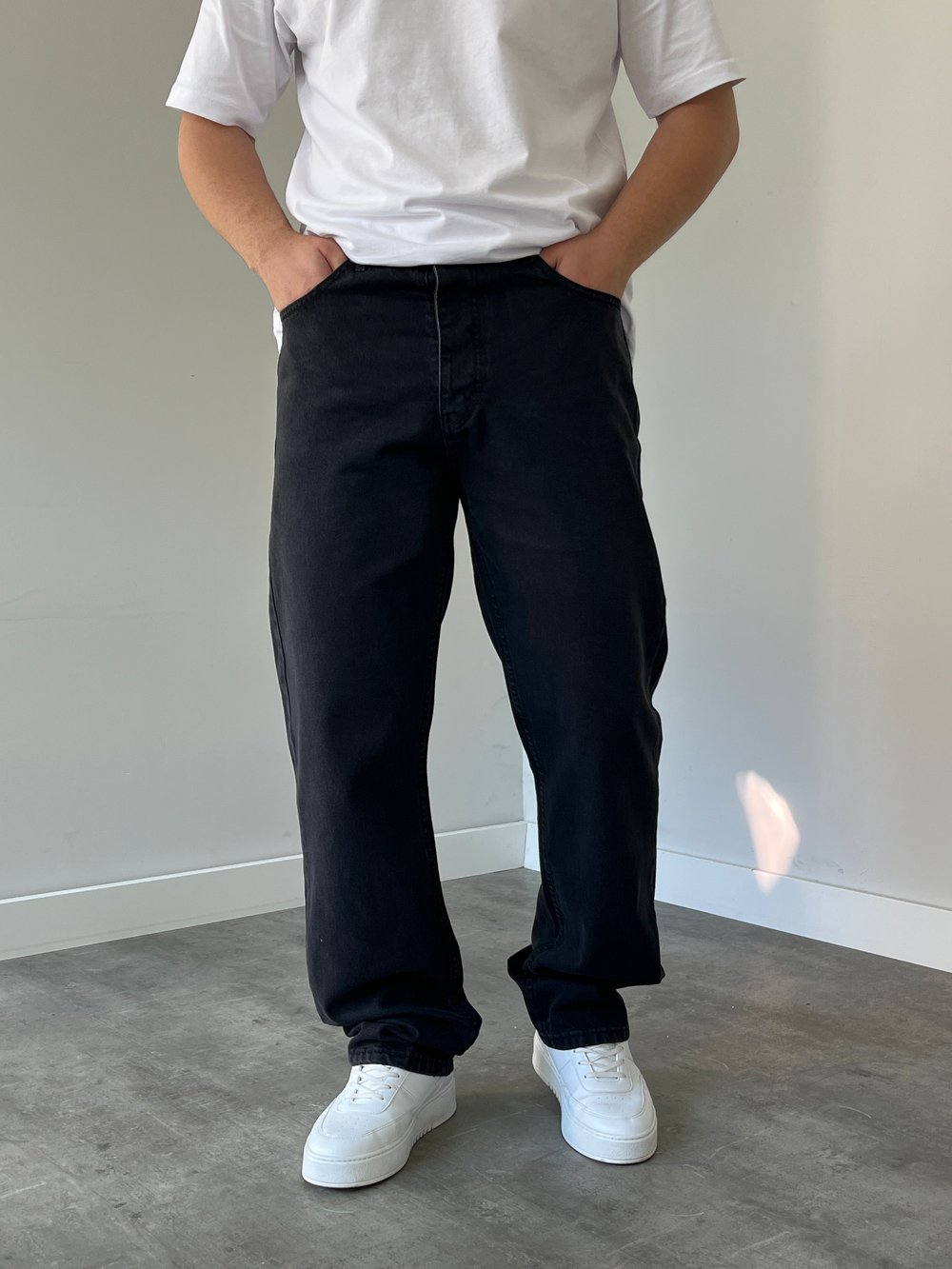 We 11 Baggy Jean Yıkamalı Siyah