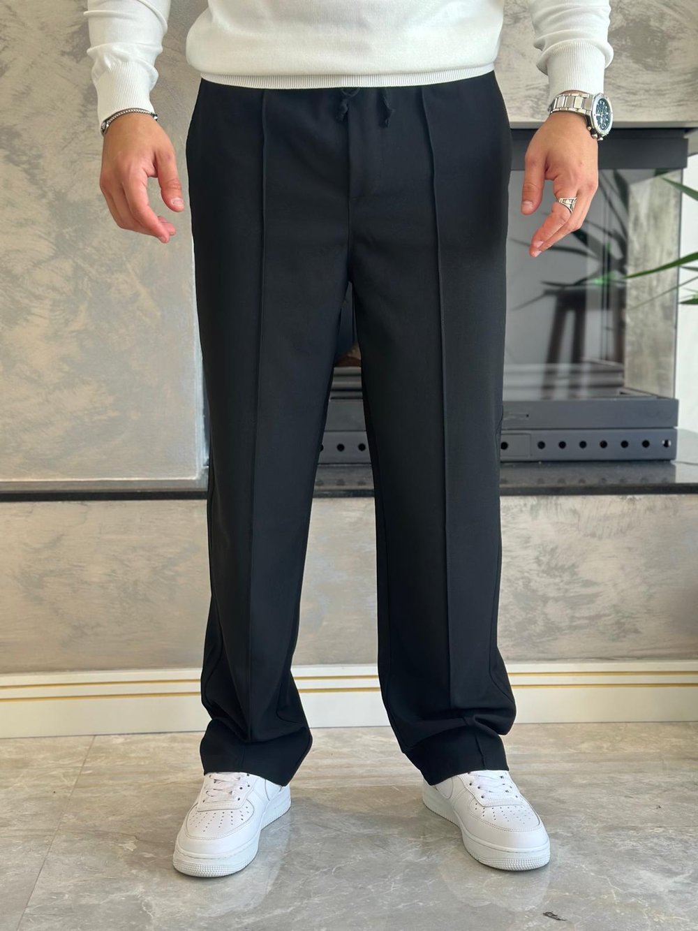 Erkek Jogger Bel Bantlı Comfort Fit Pantolon Siyah  Eca026
