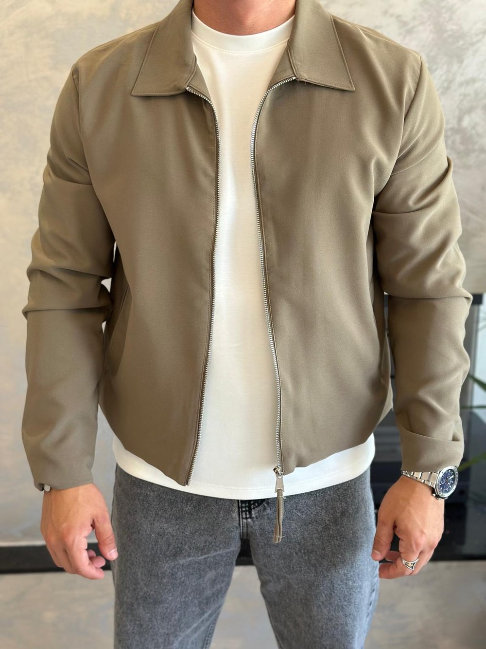Erkek Regular Fit İnce Ceket Haki Eca029