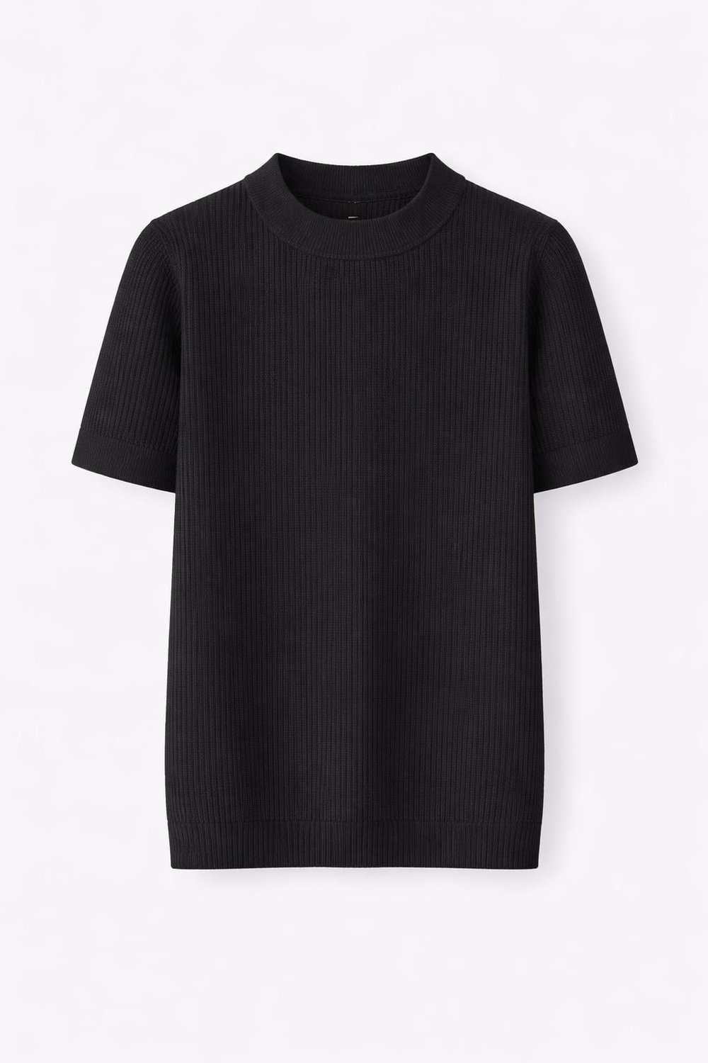 Erkek Relaxed Fit Fitilli Triko Tshirt Siyah Eca069