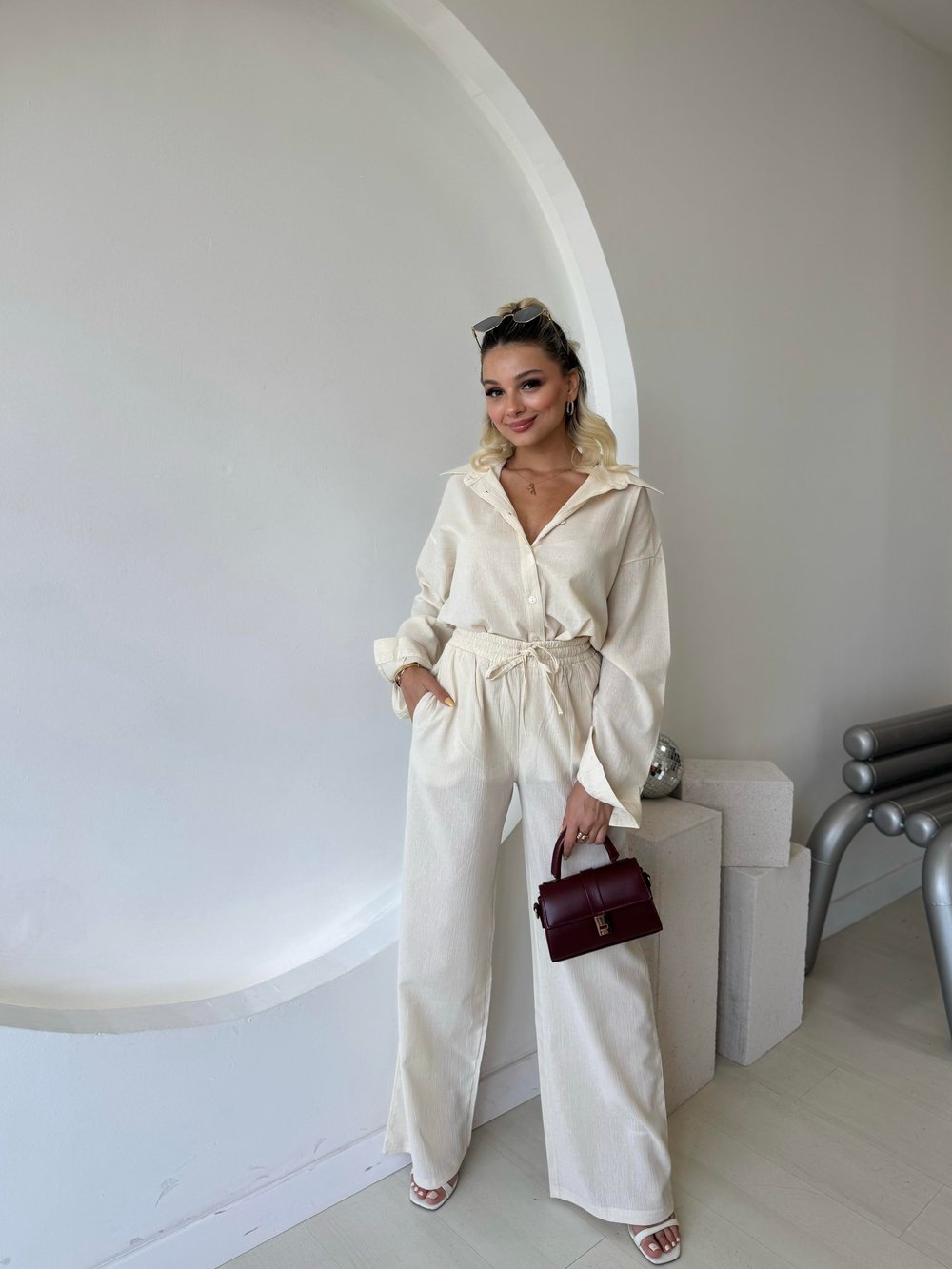 Oversize Kesim Keten Takım