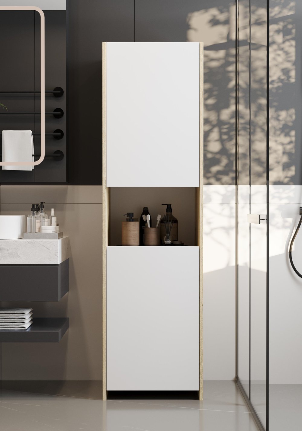2 KAPAKLI LEFKAS-BEYAZ BANYO DOLABI