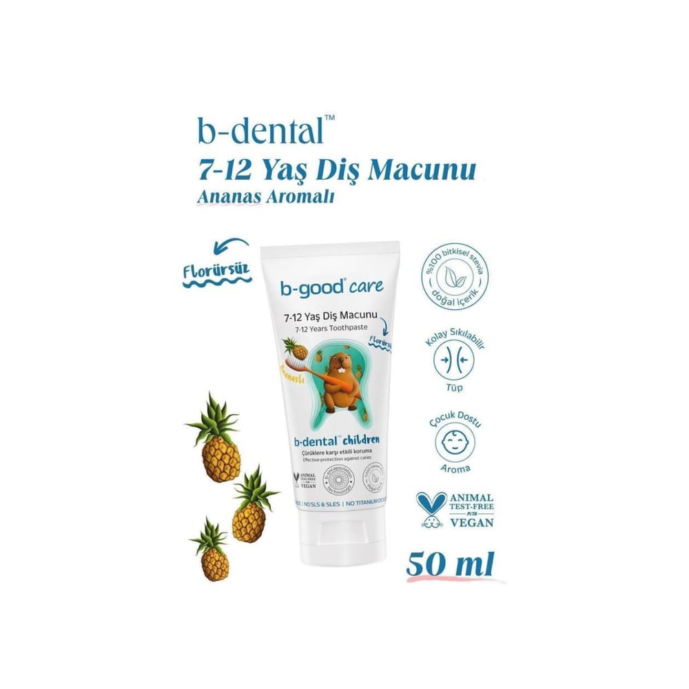 B-GOOD 7-12 Yaş Çocuk Diş Macunu Florürlü Ananas 50 ml
