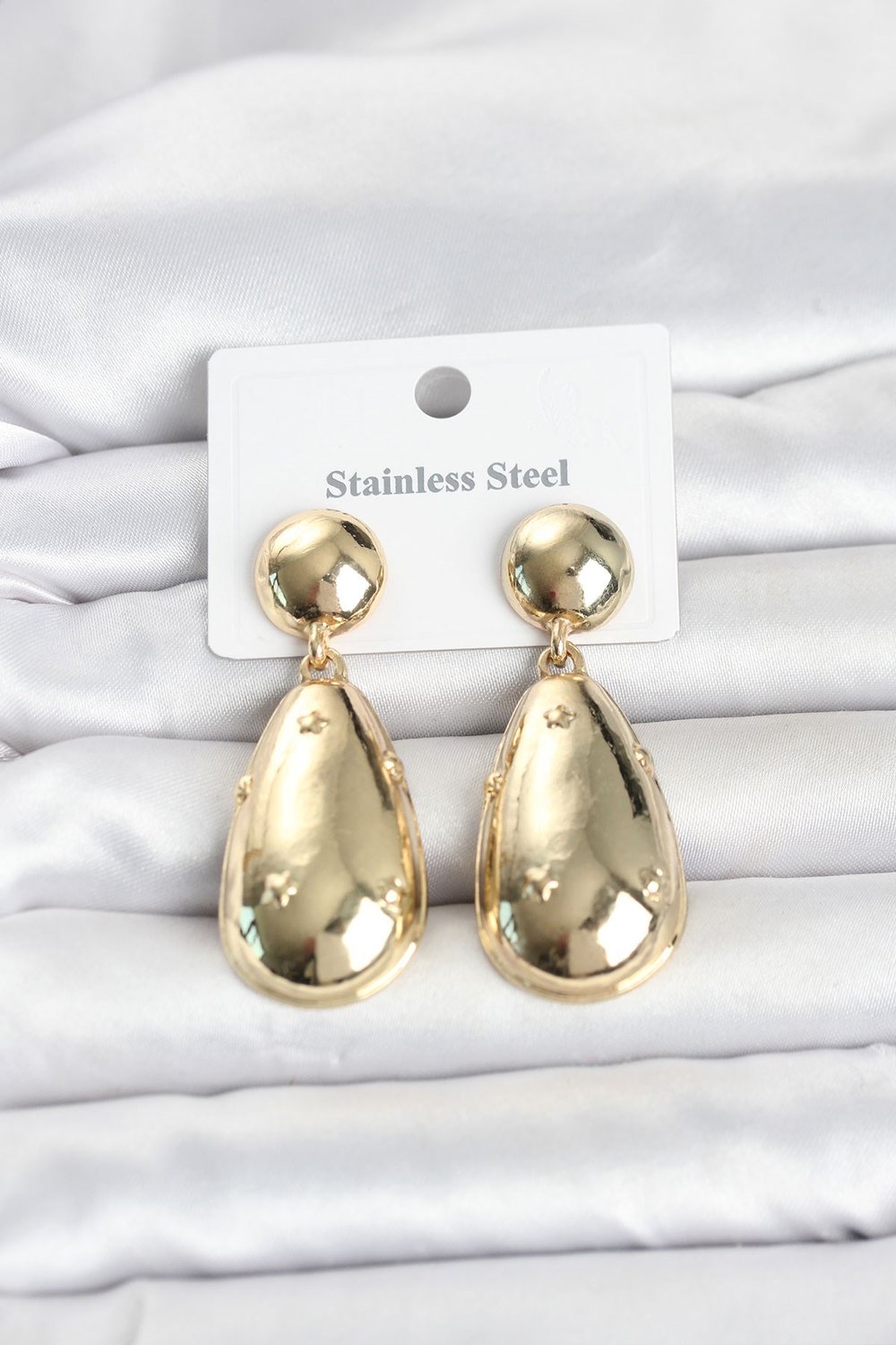 316L Çelik Gold Renk Damla Model Kadın Küpe