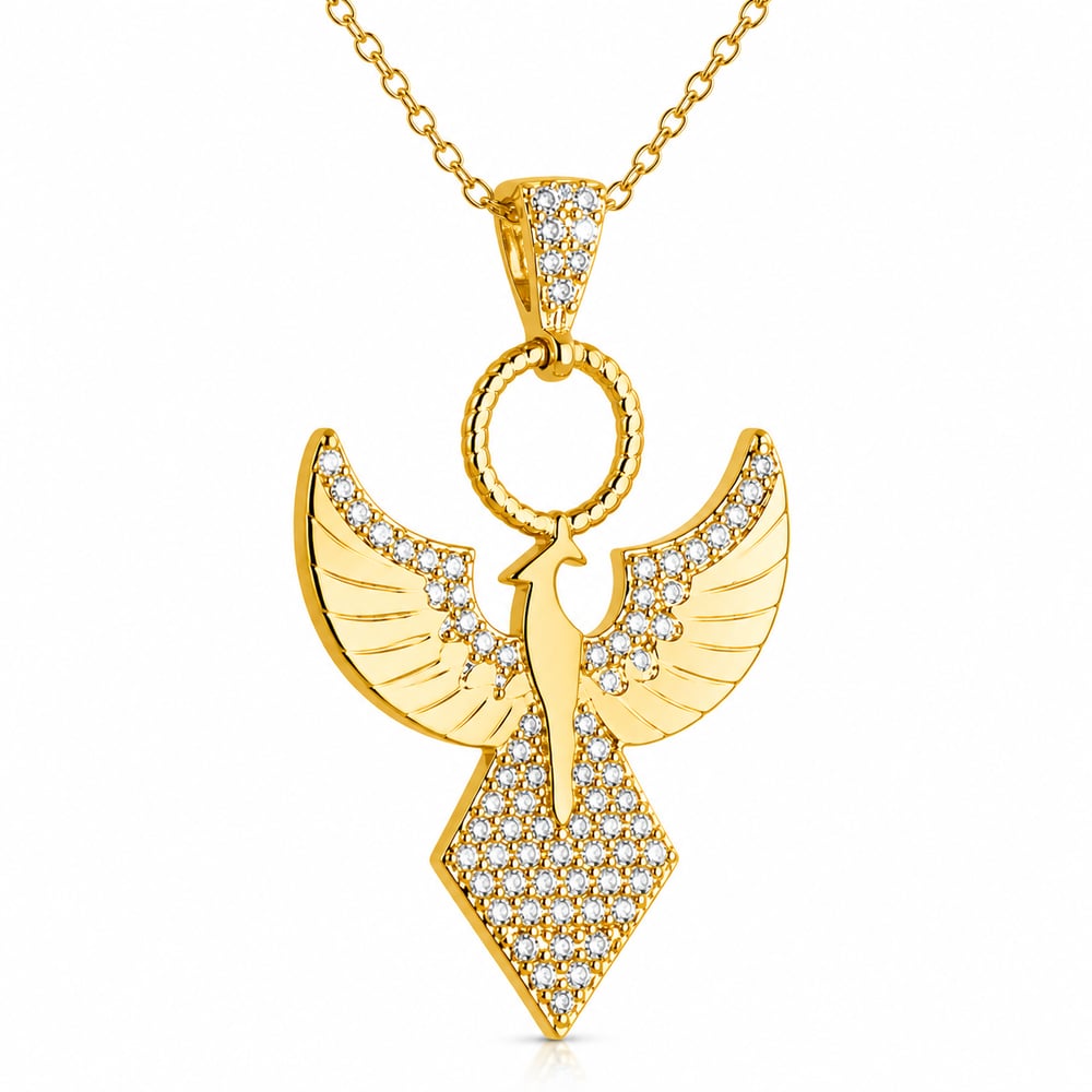 Gümüş Gold Zirkon Taşlı Anka Kuşu Kadın Kolye