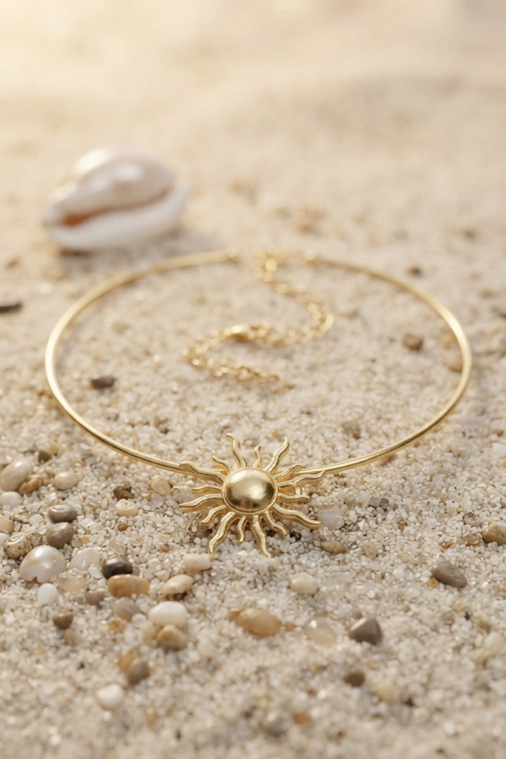Güneş Model Gold Renk Choker Kadın Kolye