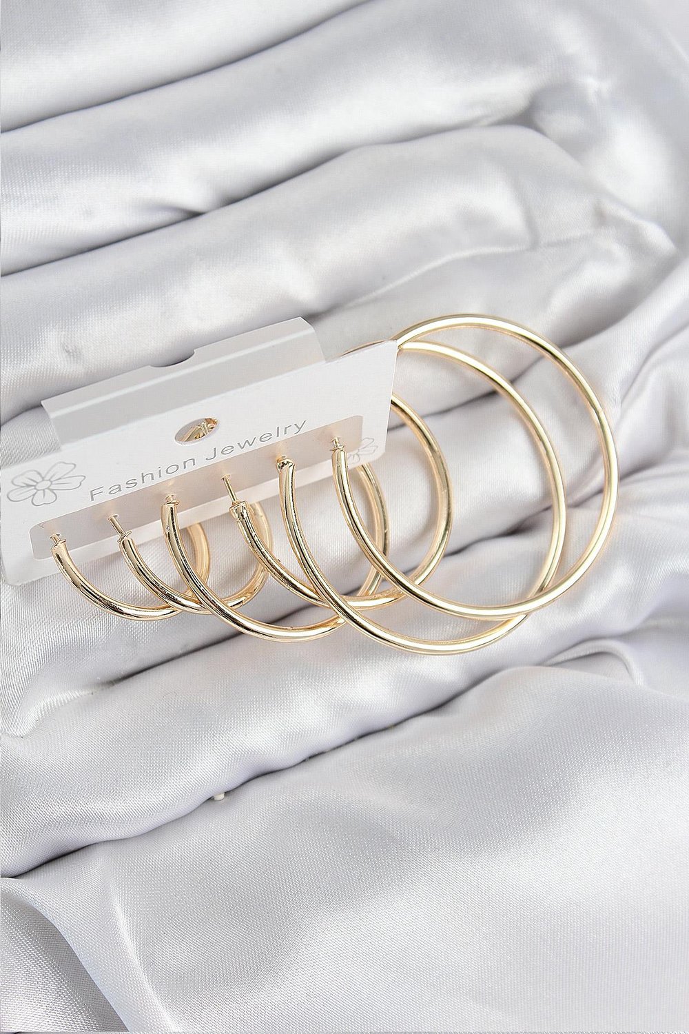 Pirinç Halka Model Gold Renk Kadın Set Küpe