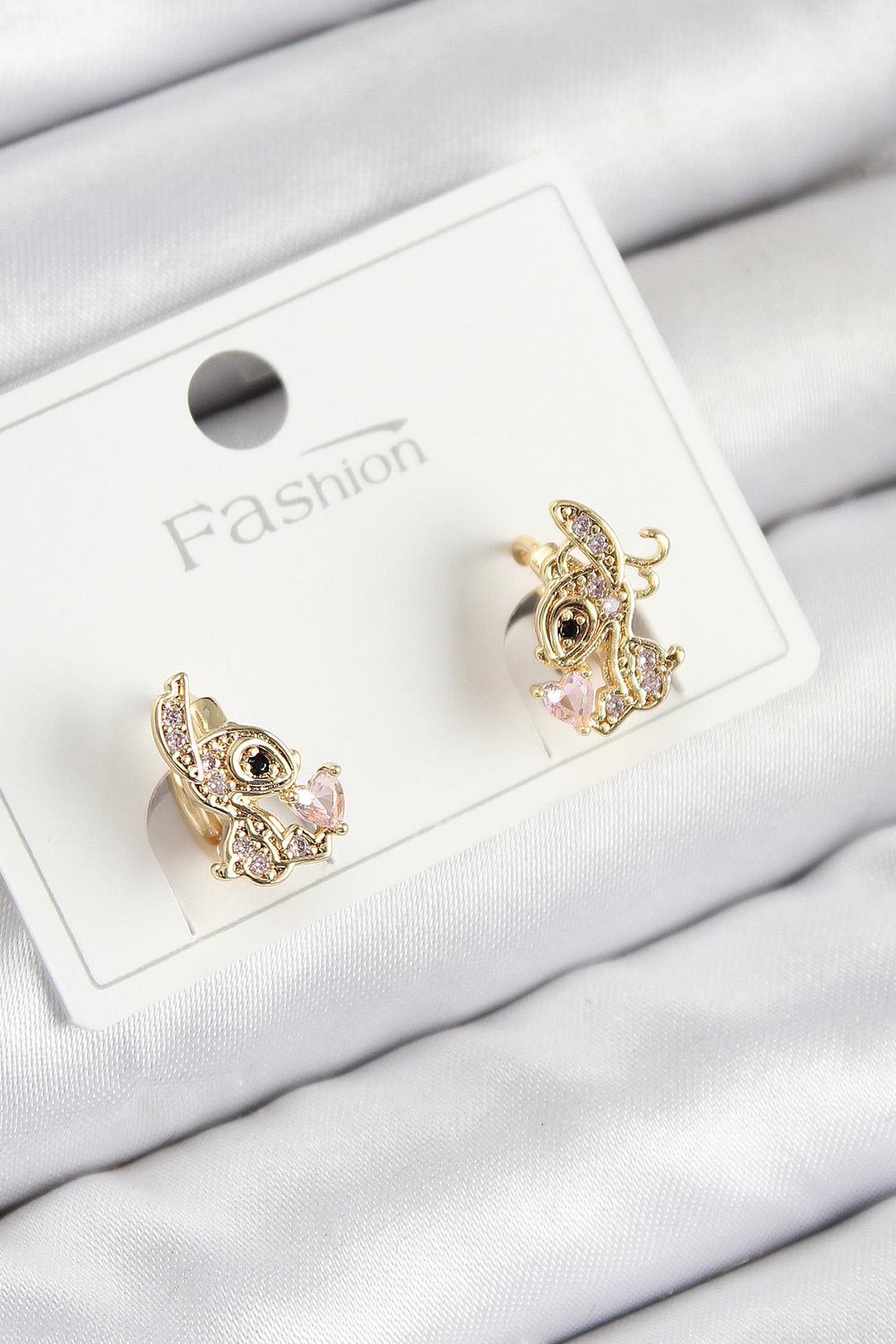 Pirinç Zirkon Taşlı Ceylan Model Gold Renk Çocuk Küpe