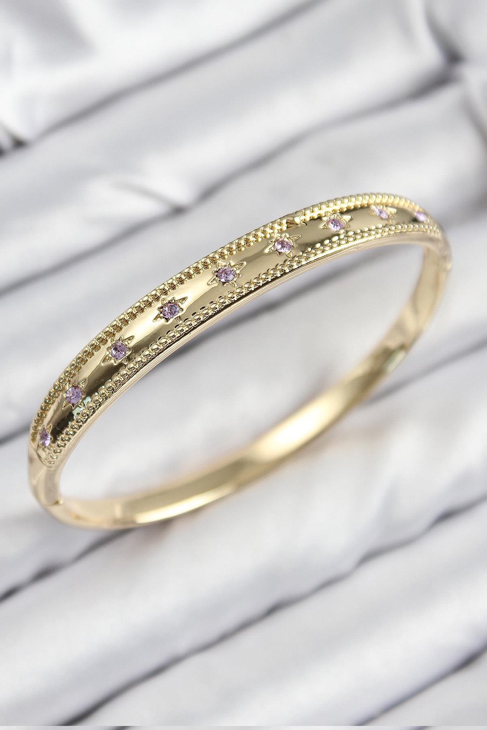 Pirinç Zirkon Taşlı Kutup Yıldızı Model Gold Renk Kadın Kelepçe