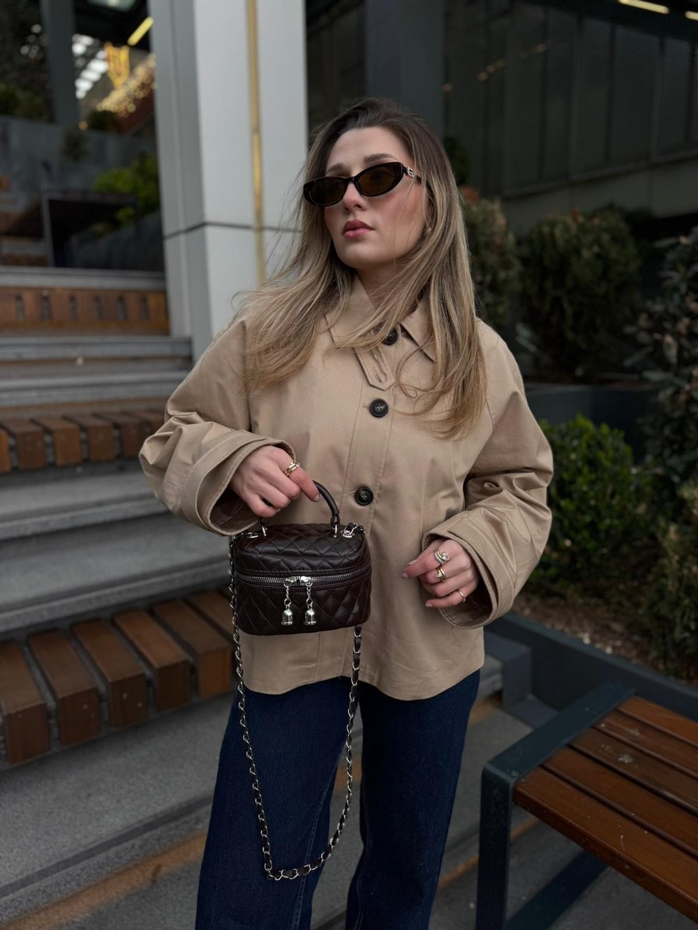Acı Kahve Kapitone Çapraz Askılı Rosy Çanta
