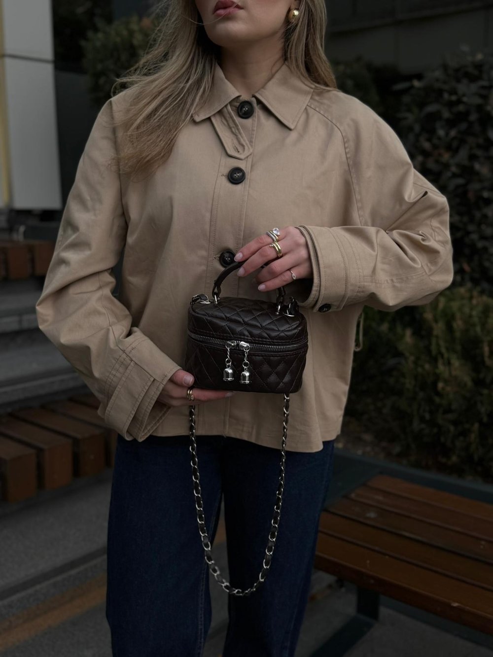 Acı Kahve Kapitone Çapraz Askılı Rosy Çanta