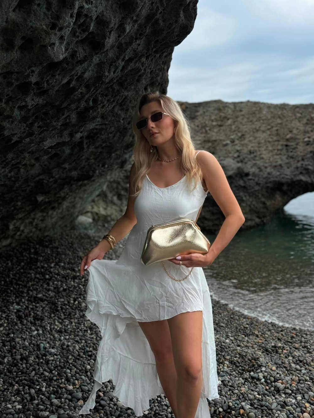 Altın Sarısı Clutch Chloe Çanta