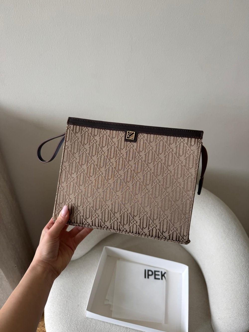 Camel Desenli Clutch Marka Model Çanta