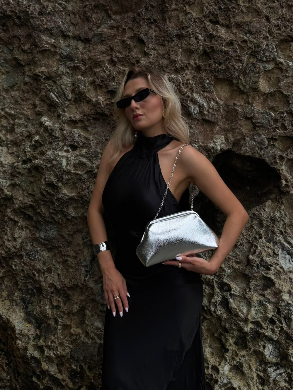 Gümüş Clutch Chloe Çanta