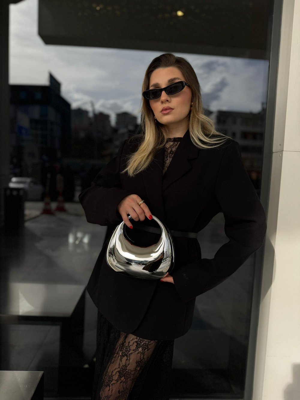 Gümüş Glam Sert Plaka Çanta