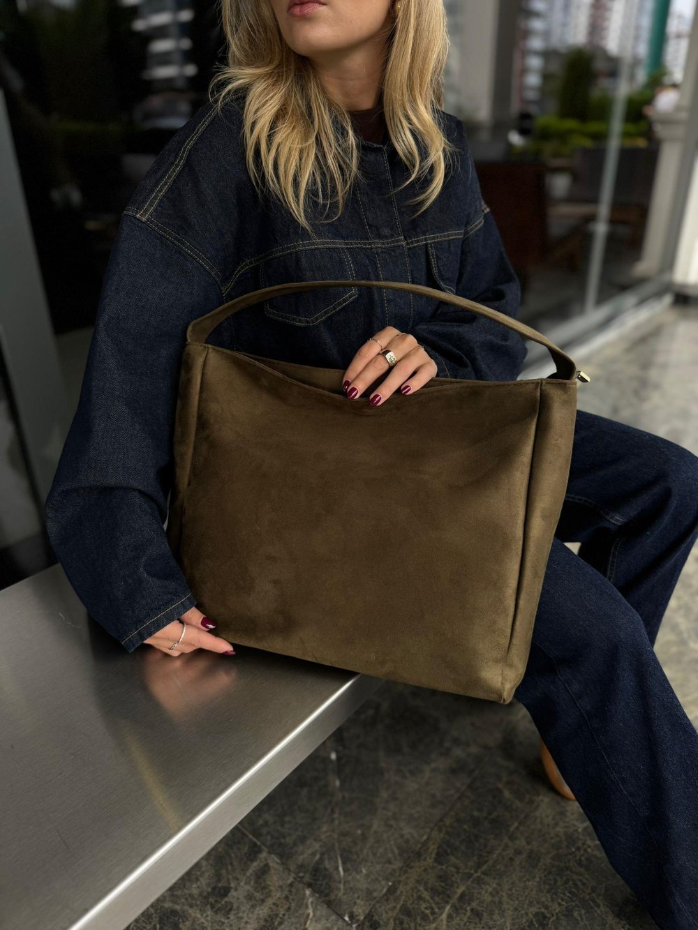 Haki Süet Basic Çanta