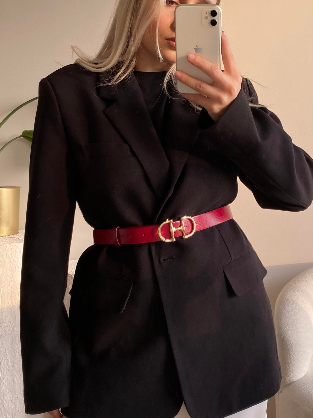 Kırmızı Massimo Model Büyük Tokalı Kemer