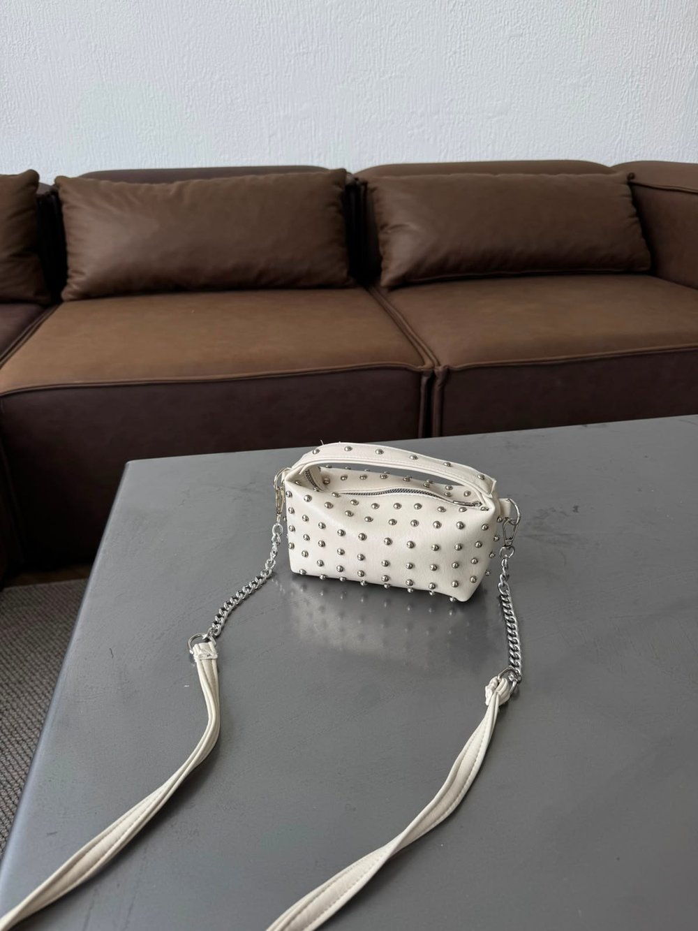 Krem Metal Troklu Berry Çanta