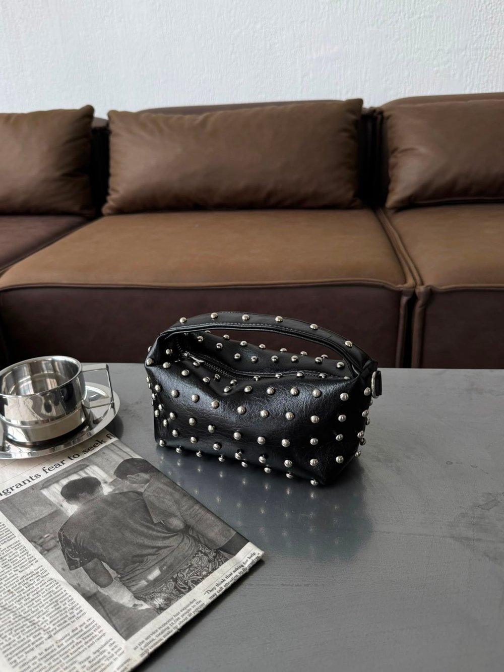 Siyah Metal Troklu Berry Çanta