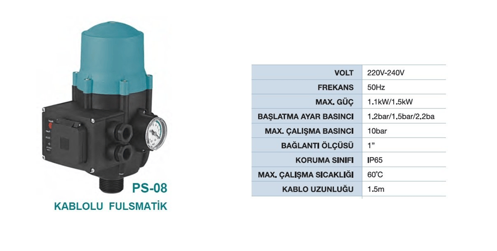 PS-08 – 1.1 kW Kablolu Fulsmatik (220–240V)