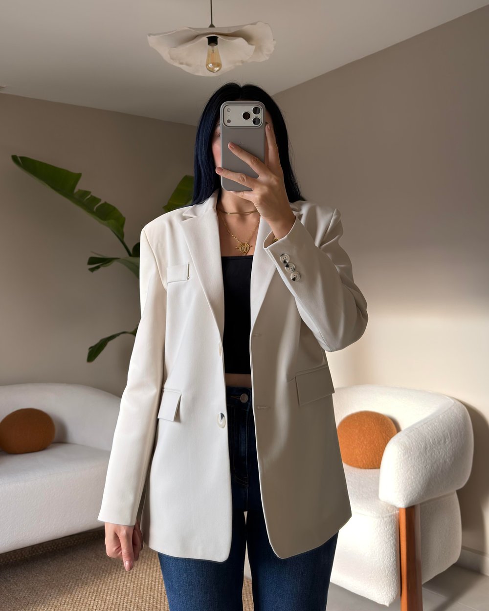 BEJ ARKASI DÜĞME DETAYLI BLAZER