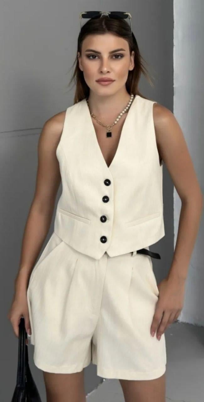 ZARA KETEN YELEKLİ TAKIM