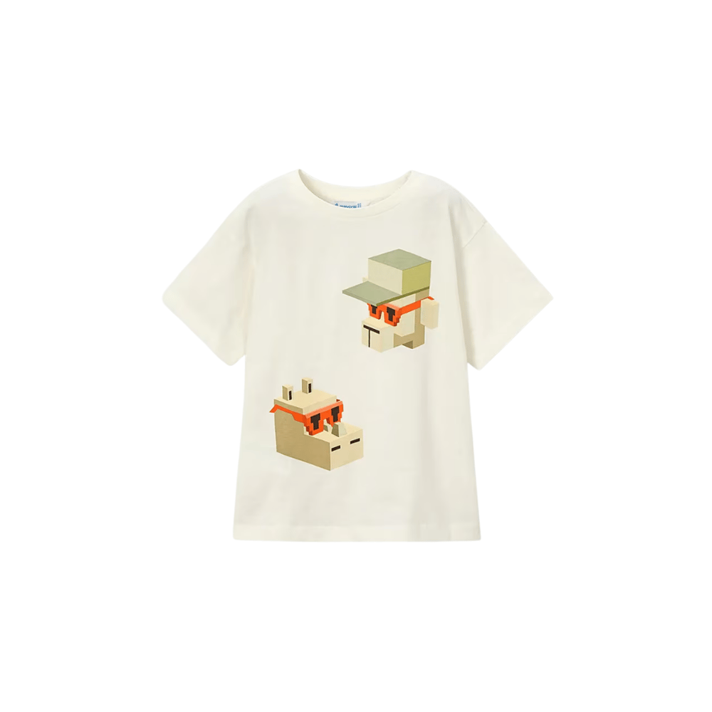 Erkek Çocuk Minecraft Desenli T-shirt 