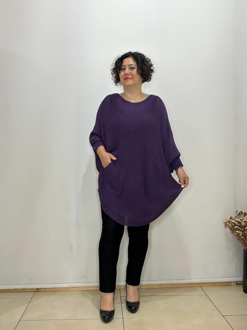Pamuklu Merserize Oval Kesim Cepli Salaş Bluz