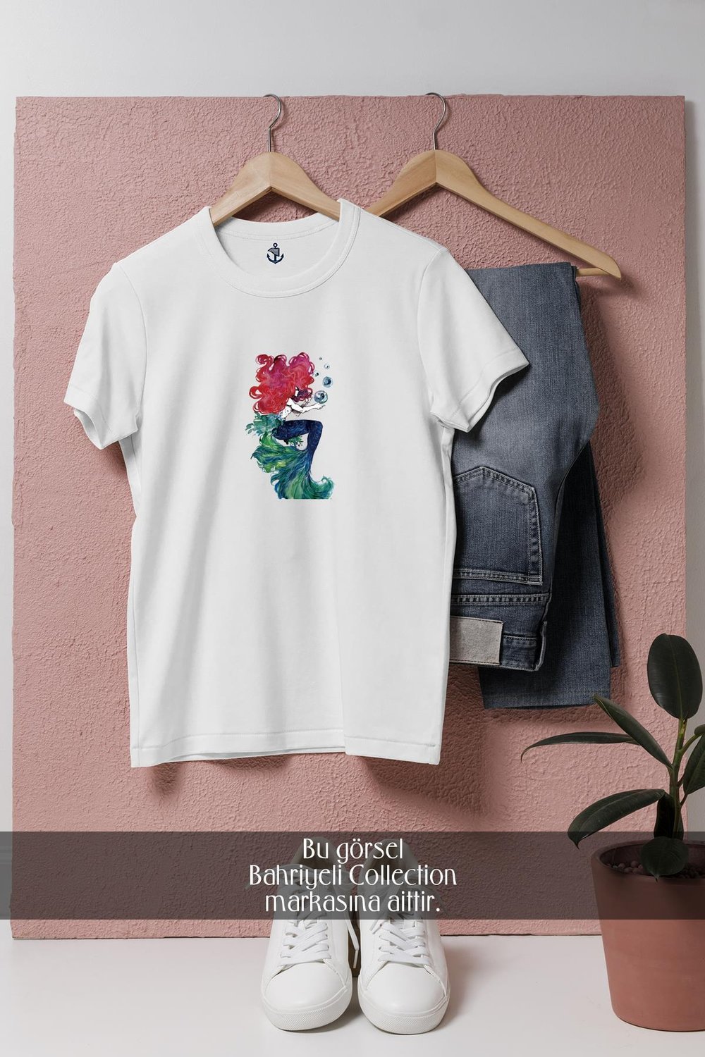 Oversize Colourful Abstract Mermaid With Magic Balls  Tasarımlı Unisex T-Shirt