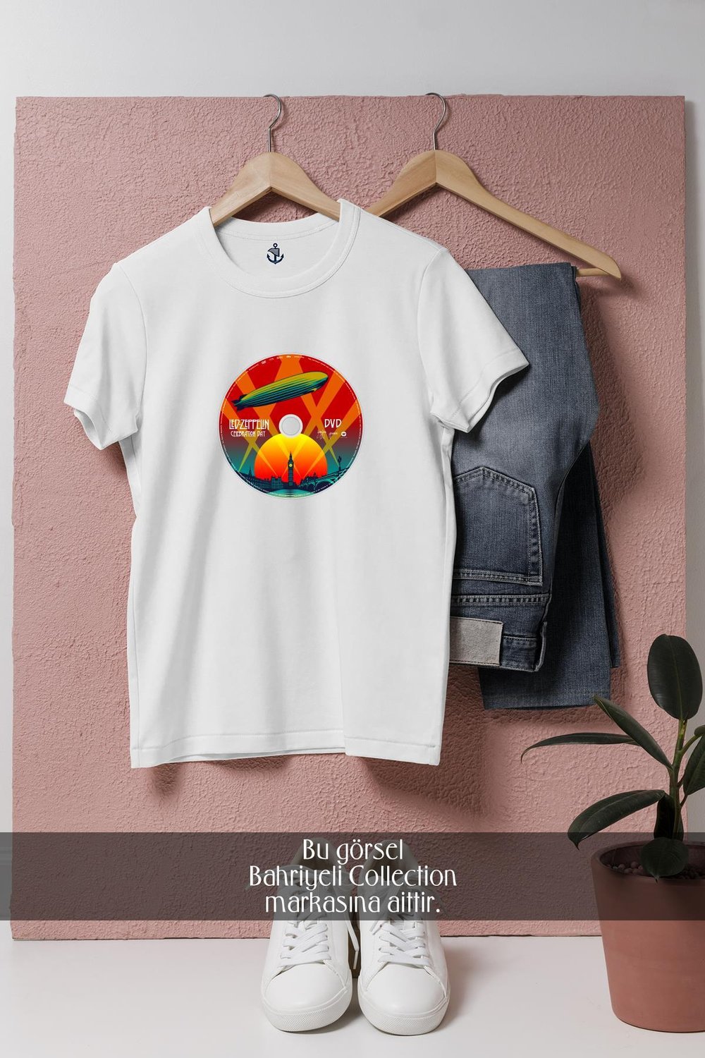 Oversize Compact Disc Led Zeppelin  Tasarımlı Unisex T-Shirt
