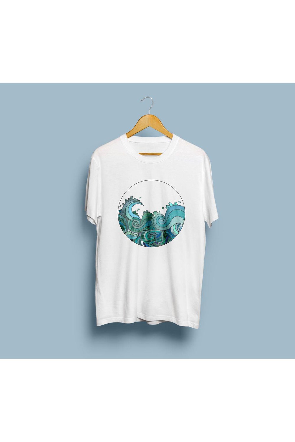 Oversize Dalgalar Tasarım Unisex T-shirt