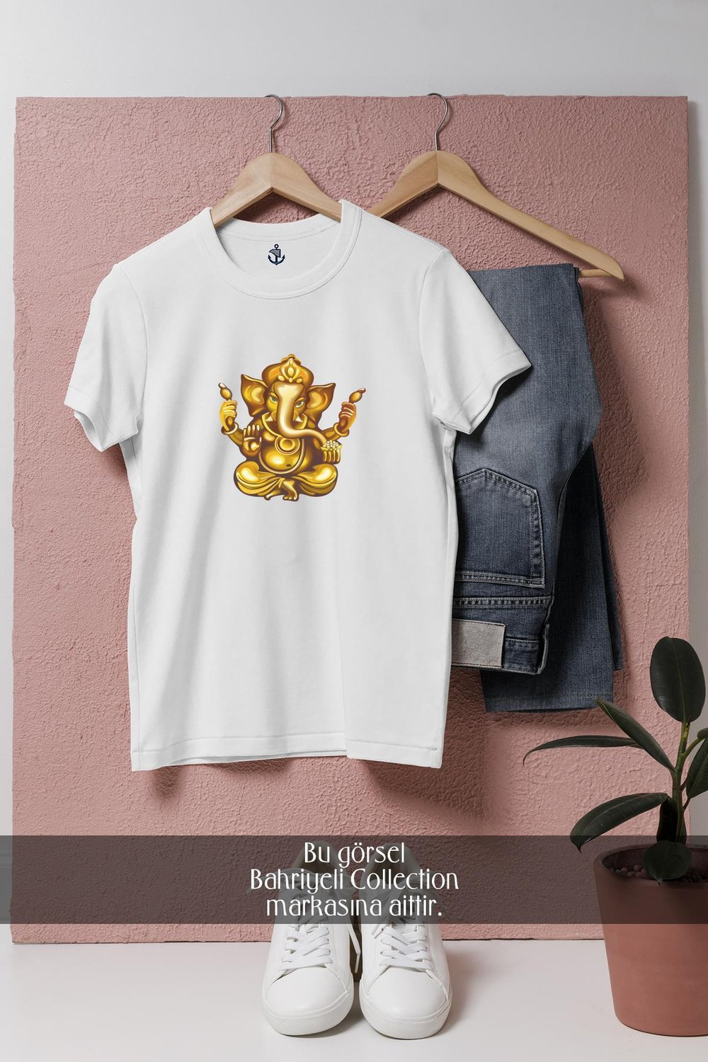 Oversize Ganesha Ganesh Chaturthi Illustration Gold  Tasarımlı Unisex T-Shirt