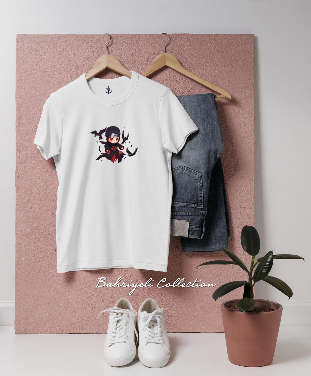 Oversize Itachi Uchiha Sasuke Tasarımlı Unisex T-Shirt