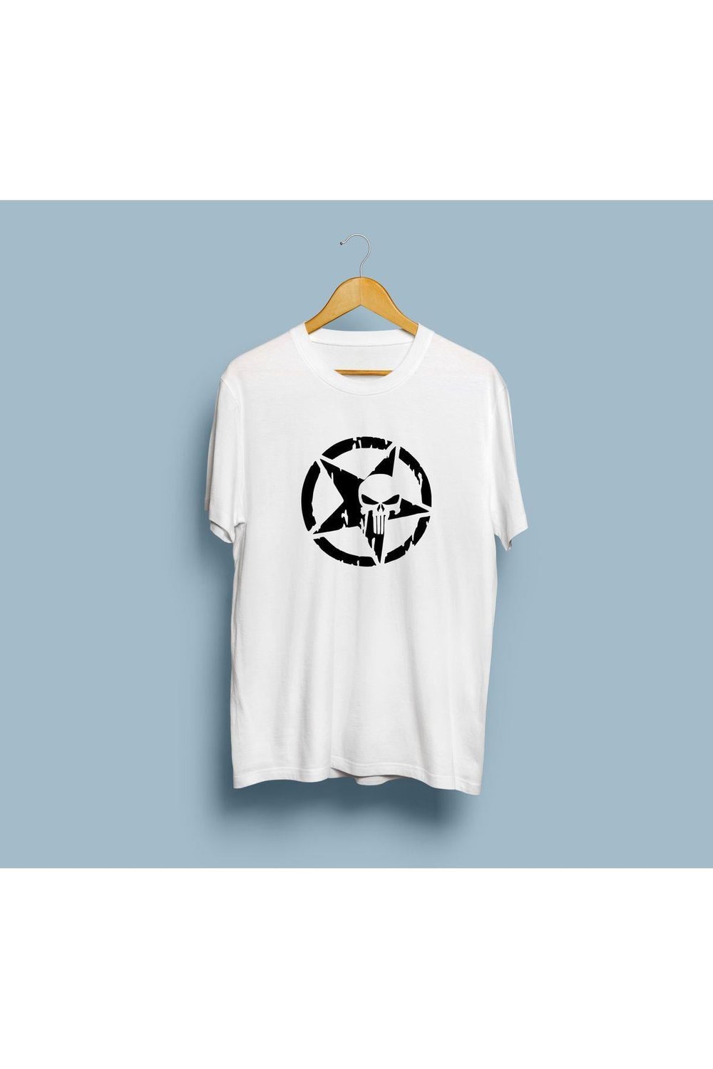 Oversize Yıldız Punisher Tasarım Unisex T-shirt