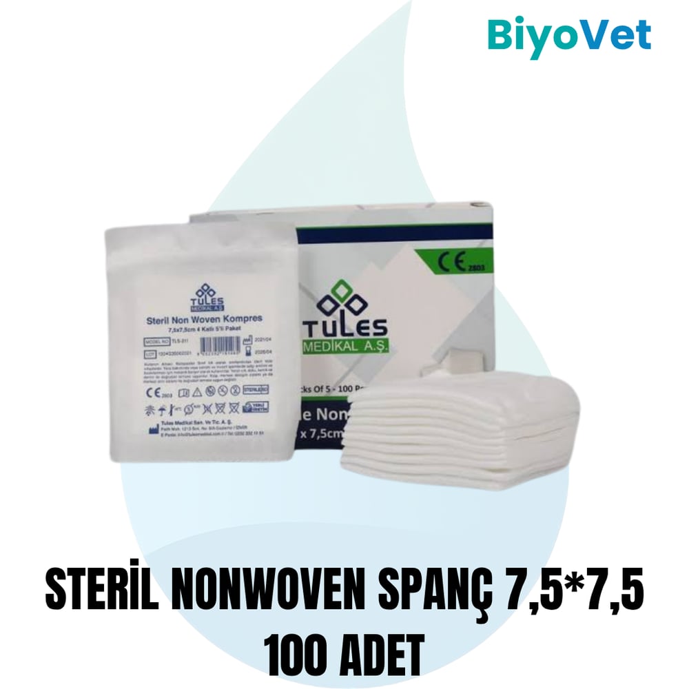 STERİL NONWOVEN SPANÇ 7,5cm*7,5cm 100 ADET