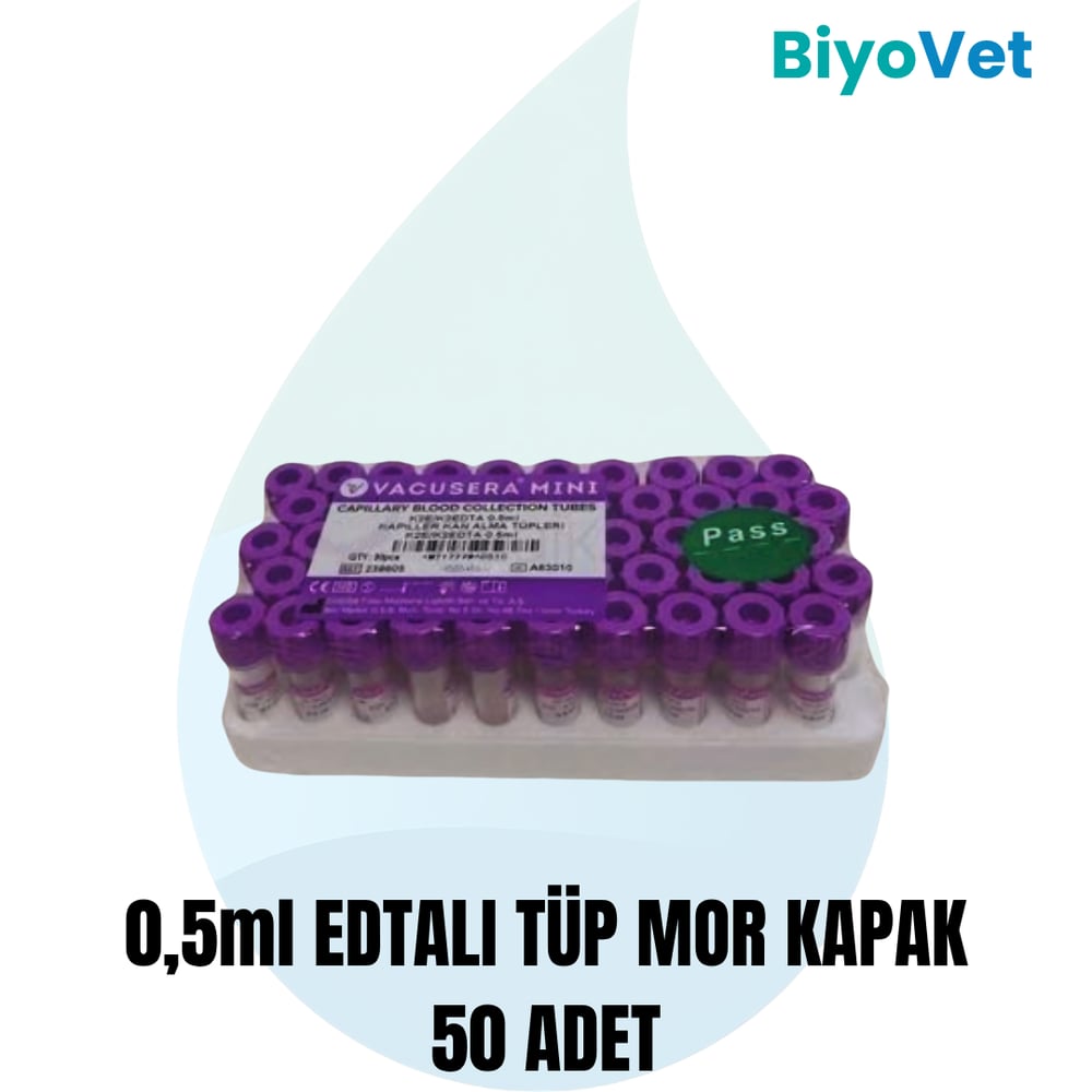 VACUSERA EDTALI 0,5ml TÜP 50 ADET MOR KAPAK