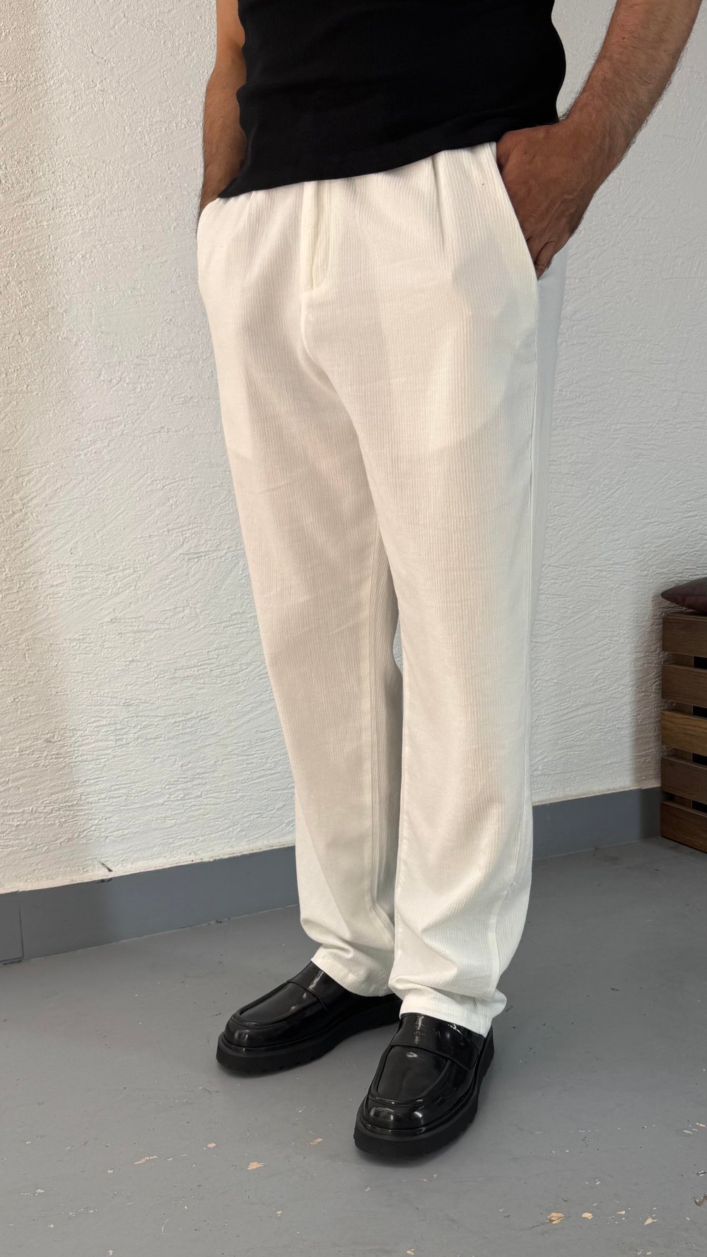 Baggy İnce Çizgi Desen Pantolon