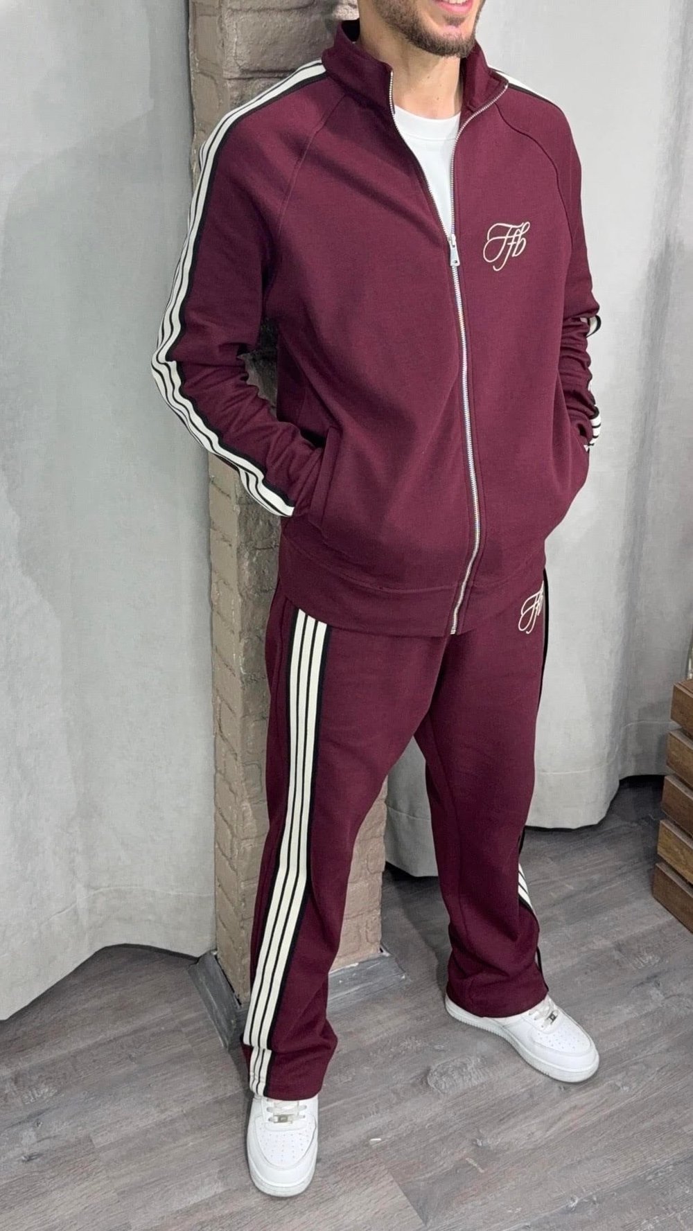 Baskılı Fermuarlı Sweatshirt ve Baggy Eşofman