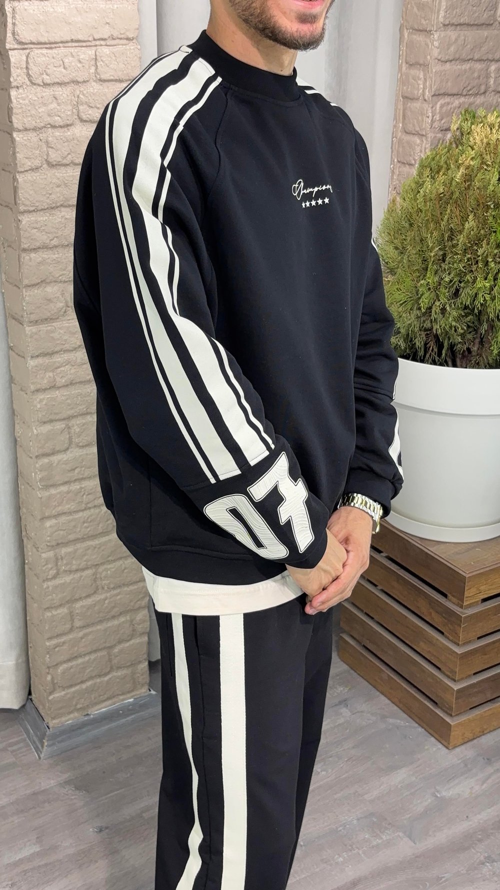 Baskılı Oversize Bisiklet Yaka Sweatshirt
