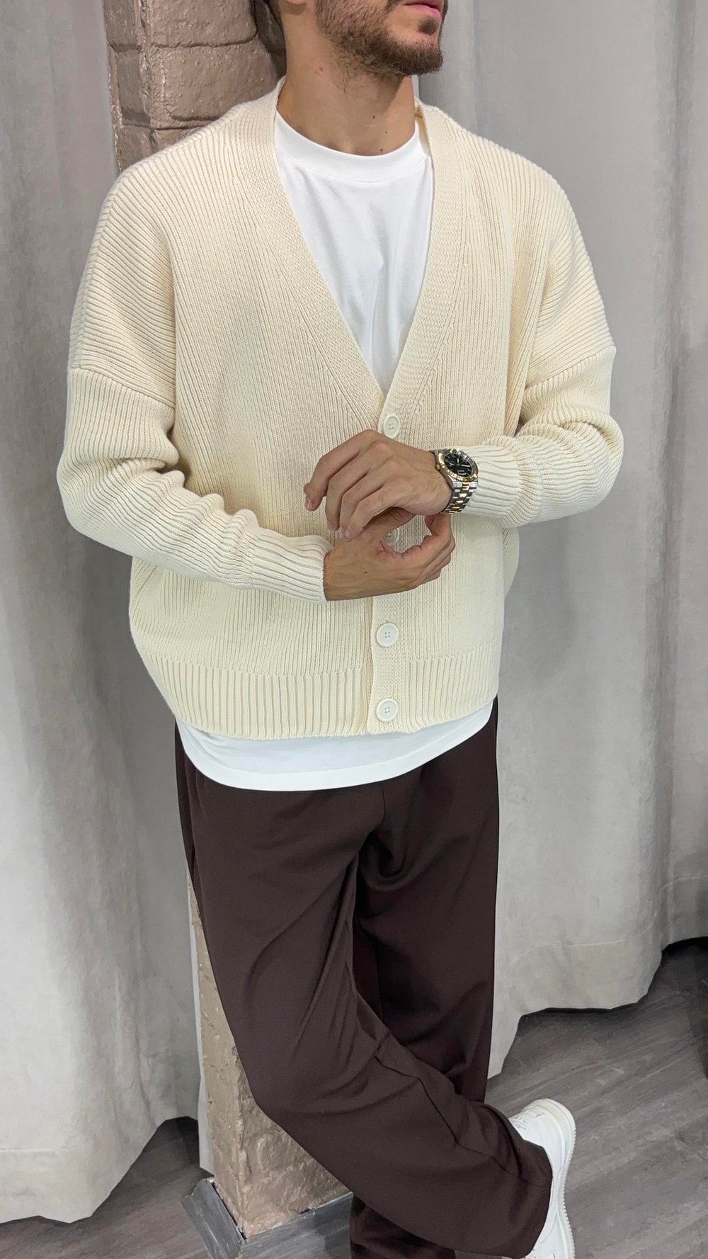 Düğmeli Oversize Hırka