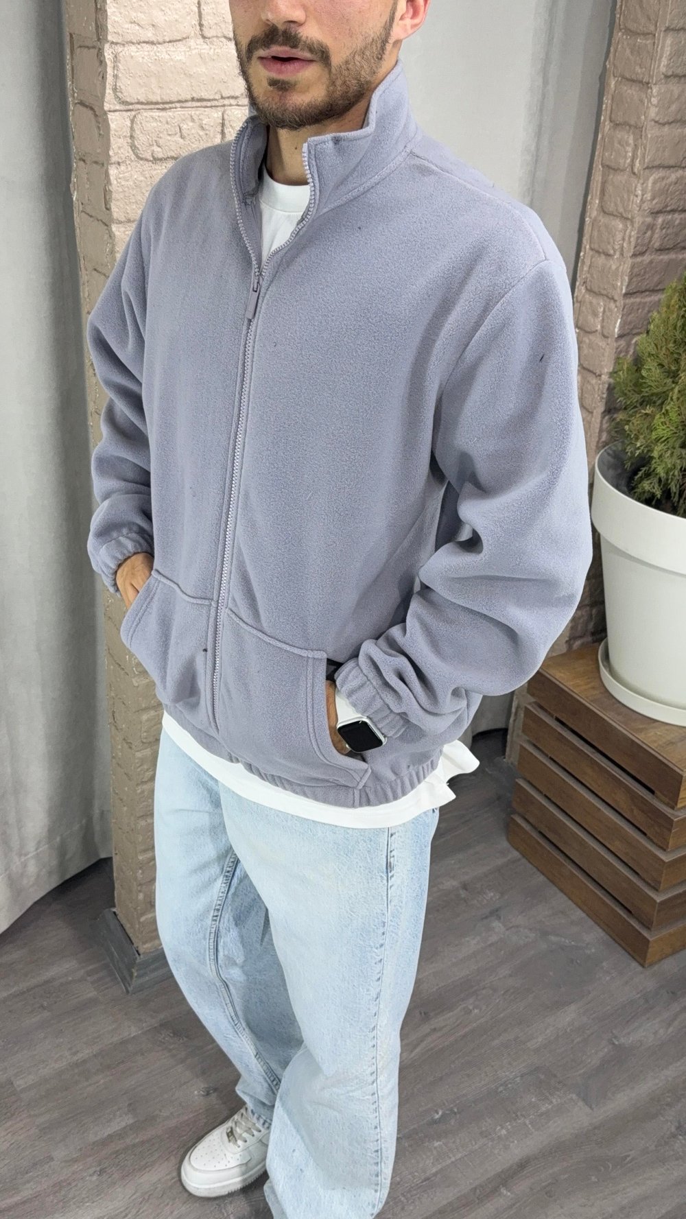 Fermuarlı Polar Sweatshirt