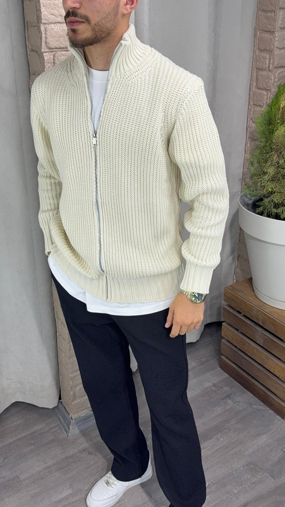 Oversize Fermuarlı Hırka