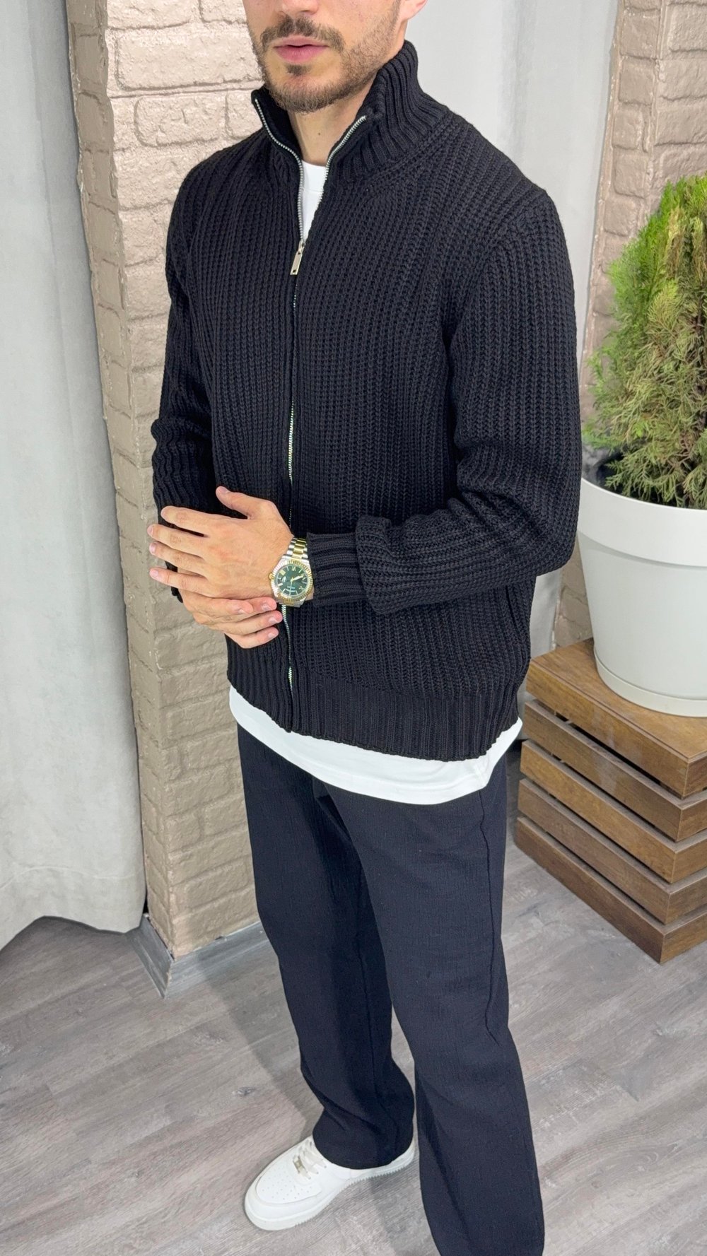 Oversize Fermuarlı Hırka