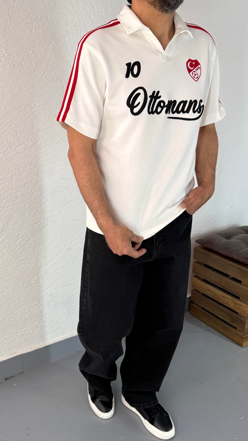Oversize Polo Yaka Pamuk Ottoman TShirt