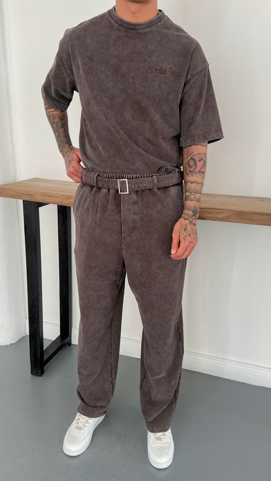Oversize Yıkamalı Nakış Detay TShirt
