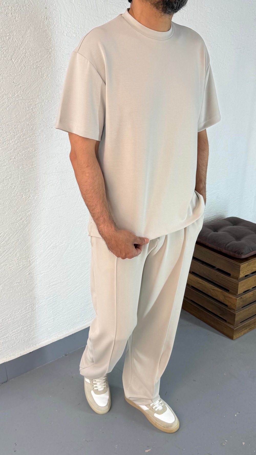 Oysho Taş Rengi Oversize TShirt