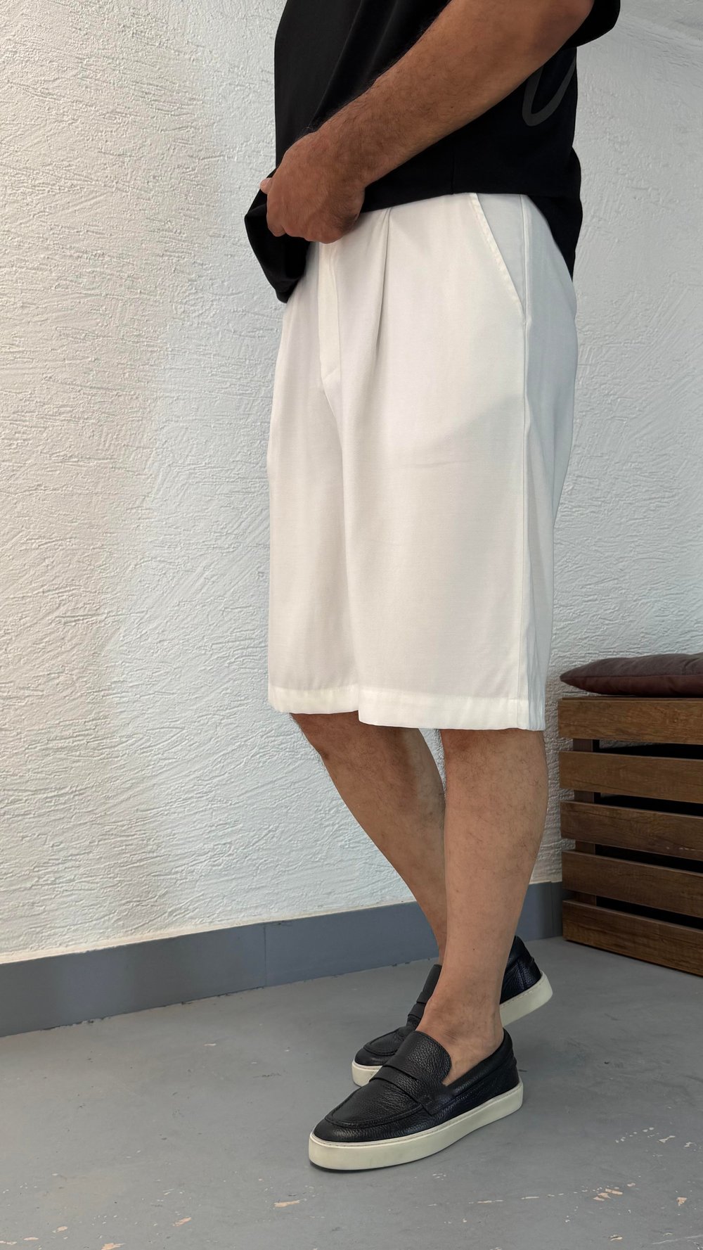 Tensel Kemerli Beyaz Şort